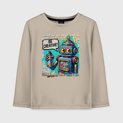 Детский лонгслив Робот с баллончиком краски - граффити