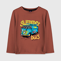 Лонгслив хлопковый детский Summer bus, цвет: кирпичный