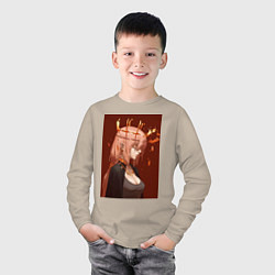 Лонгслив хлопковый детский Человек-бензопила Макима Общественная безопасность, цвет: миндальный — фото 2