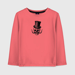 Детский лонгслив Гравюра череп в цилиндре