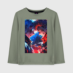 Лонгслив хлопковый детский Магическая битва Сатору Годзё Сукуна Рёмэн, цвет: авокадо