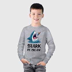 Лонгслив хлопковый детский Shark ice cream - ai art, цвет: меланж — фото 2