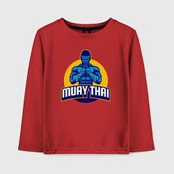 Лонгслив хлопковый детский Муай тай воин, цвет: красный