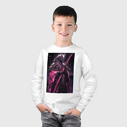 Лонгслив хлопковый детский Дракон-самурай, цвет: белый — фото 2
