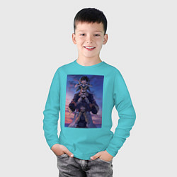 Лонгслив хлопковый детский Моя геройская академия Всемогущий Идзуку Мидория, цвет: бирюзовый — фото 2
