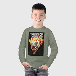 Лонгслив хлопковый детский Twisted metal 2 - clown head, цвет: авокадо — фото 2
