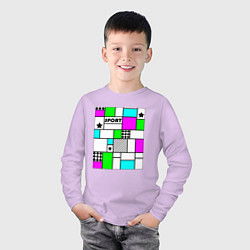 Лонгслив хлопковый детский Спортивный абстрактный яркий летний, цвет: лаванда — фото 2