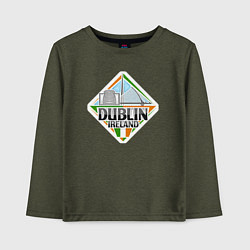 Лонгслив хлопковый детский Ireland Dublin, цвет: меланж-хаки