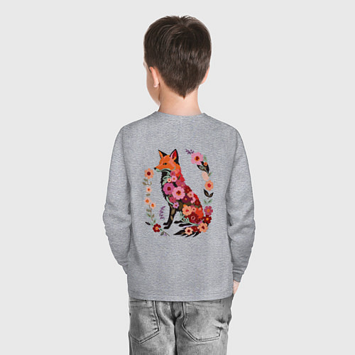 Детский лонгслив Лиса цветочный силуэт / Меланж – фото 4