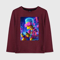 Детский лонгслив Bart Simpson esports player - neon glow