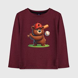 Лонгслив хлопковый детский Bear cub batter Baltimore Orioles - ai art, цвет: меланж-бордовый
