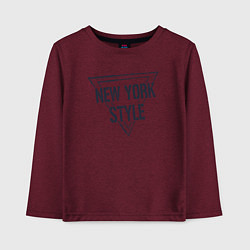 Лонгслив хлопковый детский USA - New York, цвет: меланж-бордовый