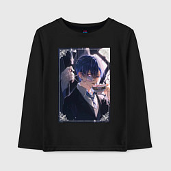 Детский лонгслив Тёмный дворецкий Сиэль Фантомхайв пьет чай