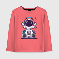 Лонгслив хлопковый детский Music spaceman, цвет: коралловый