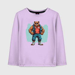 Детский лонгслив Медведь на стиле