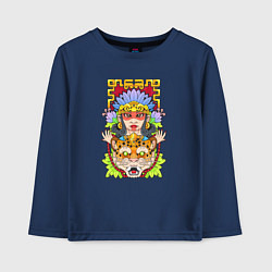 Лонгслив хлопковый детский Принцесса ягуар, цвет: тёмно-синий