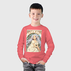 Лонгслив хлопковый детский Провожающая в последний путь Фрирен эльф, цвет: коралловый — фото 2