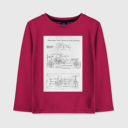 Лонгслив хлопковый детский Ford чертежи автомобиля, цвет: маджента