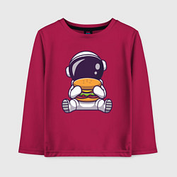 Детский лонгслив Космонавт ест гамбургер