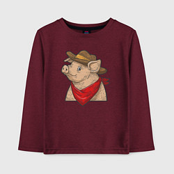 Детский лонгслив Свинка ковбой
