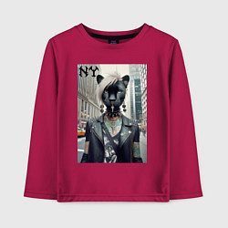 Детский лонгслив Молодая пантера - модница из Нью-Йорка