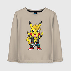 Детский лонгслив Пикачу в рок стиле