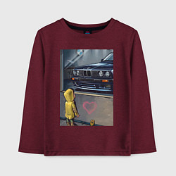 Лонгслив хлопковый детский BMW арт, цвет: меланж-бордовый