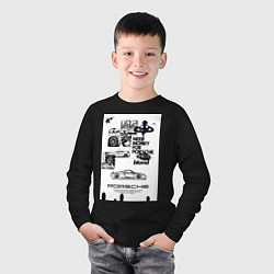Лонгслив хлопковый детский Porsche автомобиль, цвет: черный — фото 2