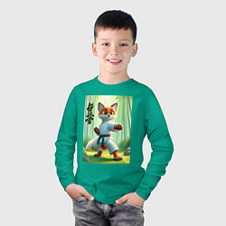 Лонгслив хлопковый детский Kyokushin karate - fox, цвет: зеленый — фото 2