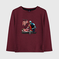Лонгслив хлопковый детский Арт скелет мясник, цвет: меланж-бордовый