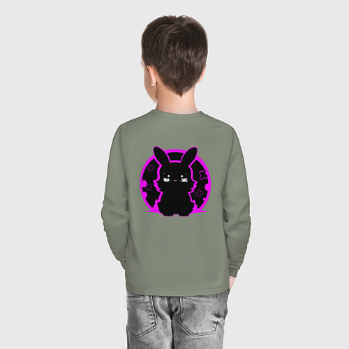 Детский лонгслив Зайка на черном фоне / Авокадо – фото 4