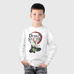 Лонгслив хлопковый детский Клинок рассекающий демонов Сабито, цвет: белый — фото 2