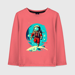 Детский лонгслив Космонавт на фоне луны