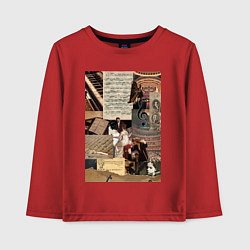 Детский лонгслив Музыка коллаж ноты