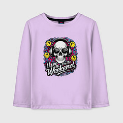 Детский лонгслив Я живу ради выходных - череп работник тусовщик и с