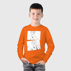 Лонгслив хлопковый детский Эмоции Сугуру Гето - Магическая битва, цвет: оранжевый — фото 2