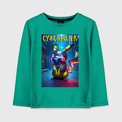 Детский лонгслив Cyberpunk - cool Pikachu neon glow