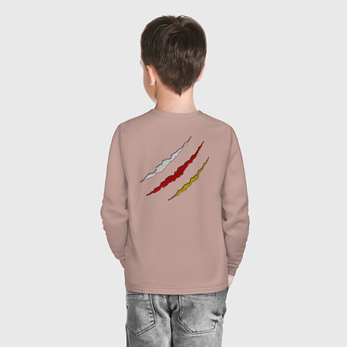 Детский лонгслив Герб Осетии на порванной ткани / Пыльно-розовый – фото 4