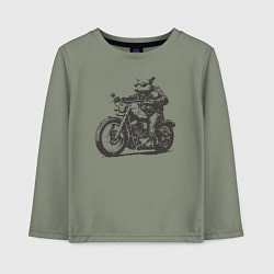 Детский лонгслив Опоссум на мотоцикле как байкер на чоппере