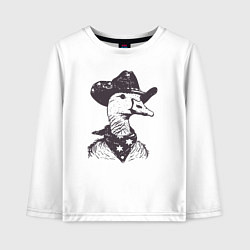 Лонгслив хлопковый детский Гусь ковбой, цвет: белый