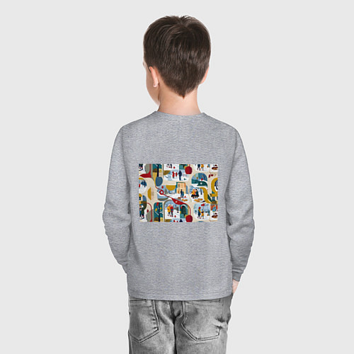 Детский лонгслив Русская зима зарисовки / Меланж – фото 4