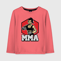 Лонгслив хлопковый детский MMA girl, цвет: коралловый