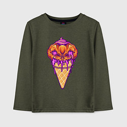 Лонгслив хлопковый детский Halloween ice cream, цвет: меланж-хаки