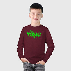 Лонгслив хлопковый детский Toxic text, цвет: меланж-бордовый — фото 2
