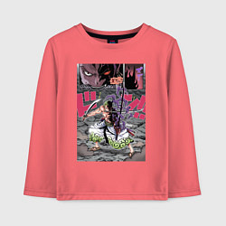 Лонгслив хлопковый детский Ван-Пис Зоро Ророноа техника, цвет: коралловый