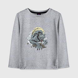 Детский лонгслив Оборотень волк при луне