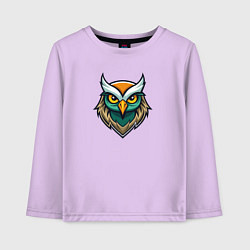 Лонгслив хлопковый детский Голова филина, цвет: лаванда