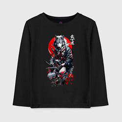 Детский лонгслив Волк самурай - гравюра