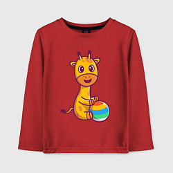 Детский лонгслив Жираф играет в мяч