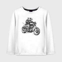 Детский лонгслив Крыса байкер на мотоцикле чоппере